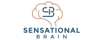 Logo with stylized brain and "SB" initials above "Sensational Brain" text in blue.